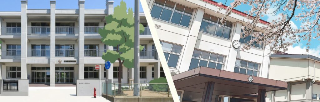 柳町中学校と小諸高校のイメージイラスト画像