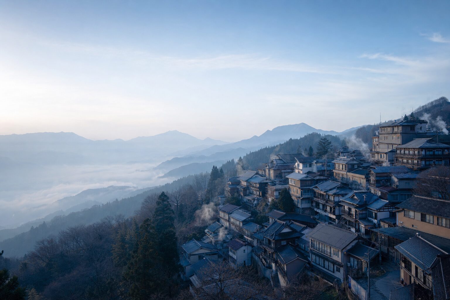 長野の山あいに宿が連なる温泉街